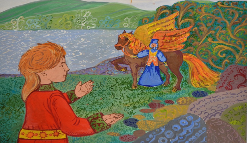 Волшебный конь. Иллюстрация к хакасской сказке «Ёксэс-оол»